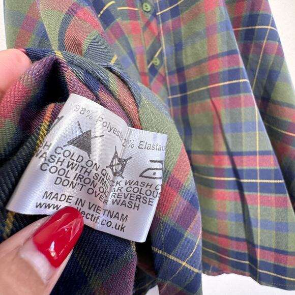 ModCloth x Collectif Plaid Midi Skirt Tartan Button Front XS 4 - Picture 5 of 8